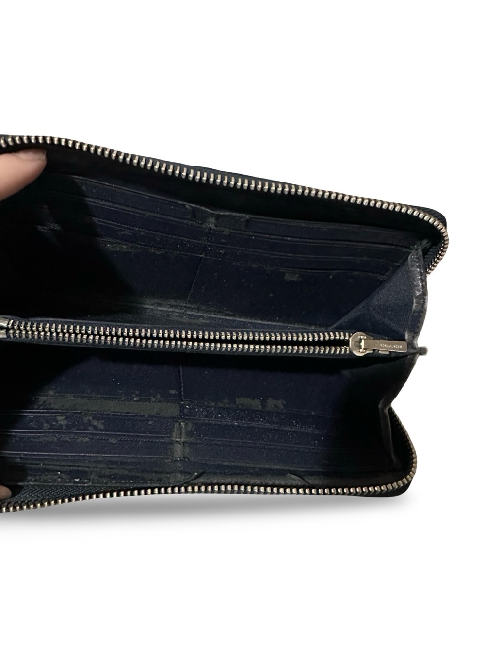 Coach Black Zip Around Pebbled Leather Wallet with Gold Logo - Picture 12 of 12